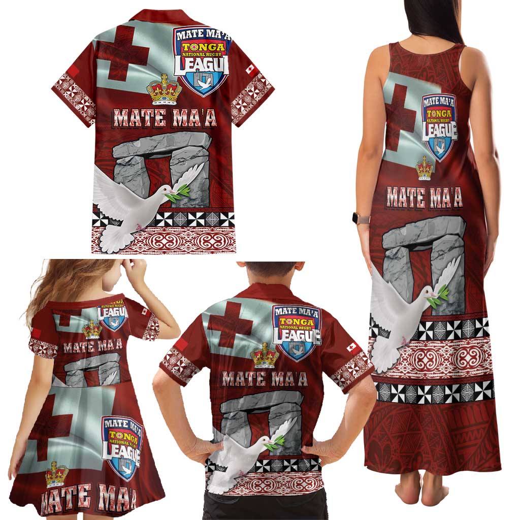 Mate Ma'a Tonga Family Matching Tank Maxi Dress and Hawaiian Shirt Haamonga a Maui and White Dove - Tongan Kupesi Ngatu LT03 - Polynesian Pride