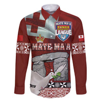 Mate Ma'a Tonga Family Matching Tank Maxi Dress and Hawaiian Shirt Haamonga a Maui and White Dove - Tongan Kupesi Ngatu LT03 Dad's Shirt - Long Sleeve Red - Polynesian Pride