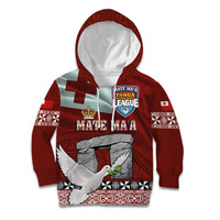 Mate Ma'a Tonga Kid Hoodie Haamonga a Maui and White Dove - Tongan Kupesi Ngatu LT03 Hoodie Red - Polynesian Pride
