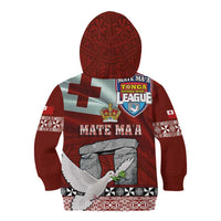 Mate Ma'a Tonga Kid Hoodie Haamonga a Maui and White Dove - Tongan Kupesi Ngatu LT03 - Polynesian Pride