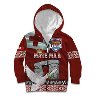 Mate Ma'a Tonga Kid Hoodie Haamonga a Maui and White Dove - Tongan Kupesi Ngatu LT03 Zip Hoodie Red - Polynesian Pride