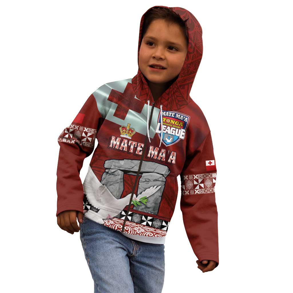 Mate Ma'a Tonga Kid Hoodie Haamonga a Maui and White Dove - Tongan Kupesi Ngatu LT03 - Polynesian Pride