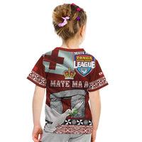Mate Ma'a Tonga Kid T Shirt Haamonga a Maui and White Dove - Tongan Kupesi Ngatu LT03 - Polynesian Pride