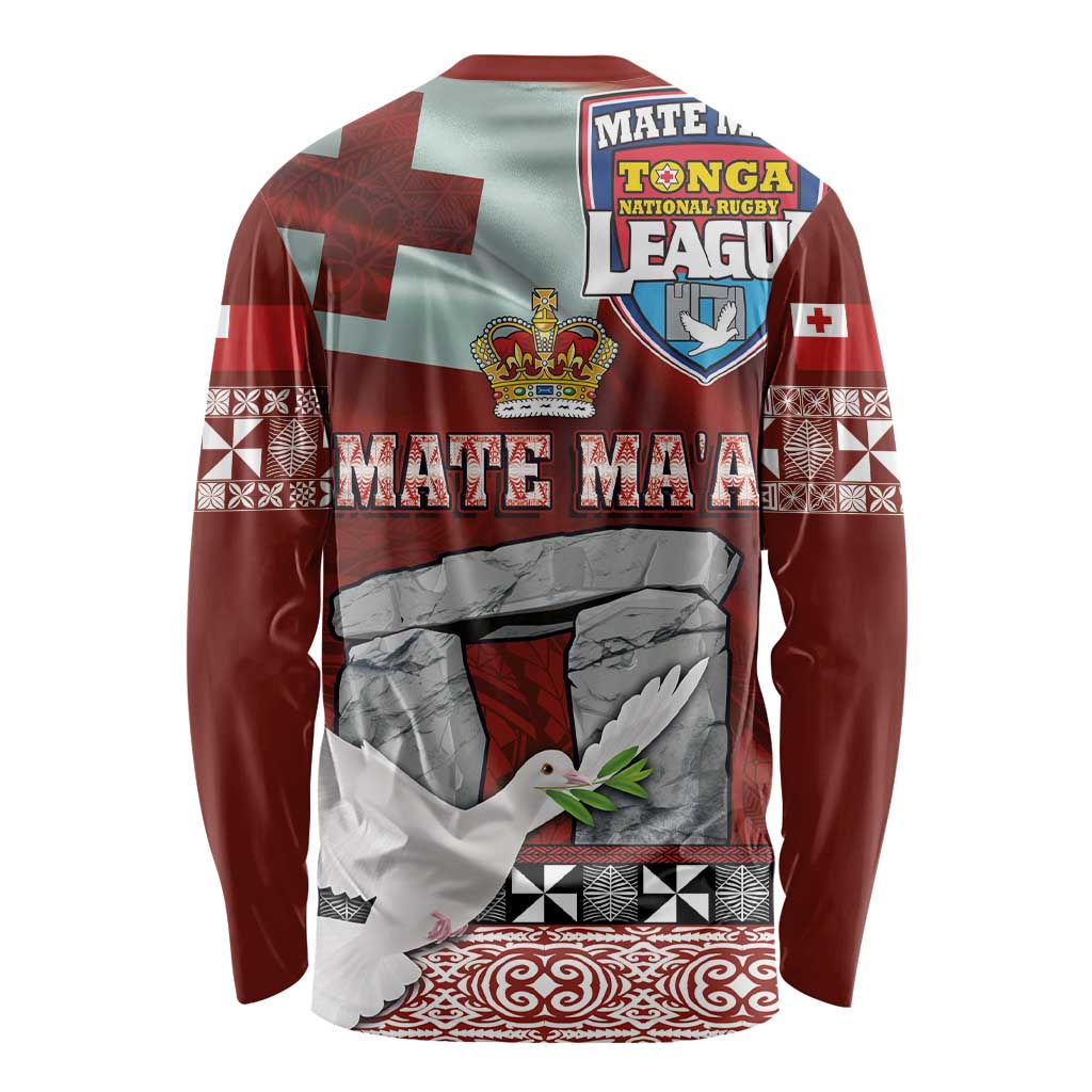 Mate Ma'a Tonga Long Sleeve Shirt Haamonga a Maui and White Dove - Tongan Kupesi Ngatu LT03 - Polynesian Pride
