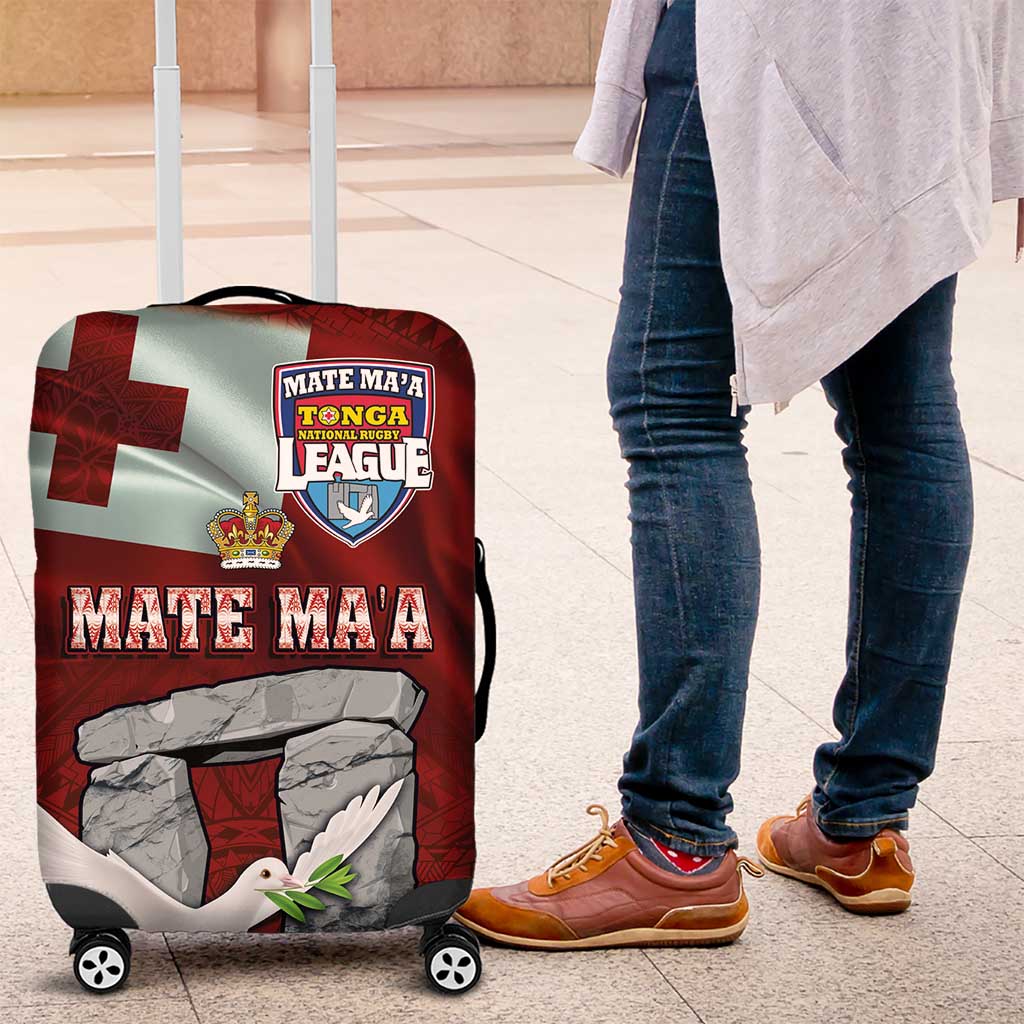 Mate Ma'a Tonga Luggage Cover Haamonga a Maui and White Dove - Tongan Kupesi Ngatu LT03 Red - Polynesian Pride