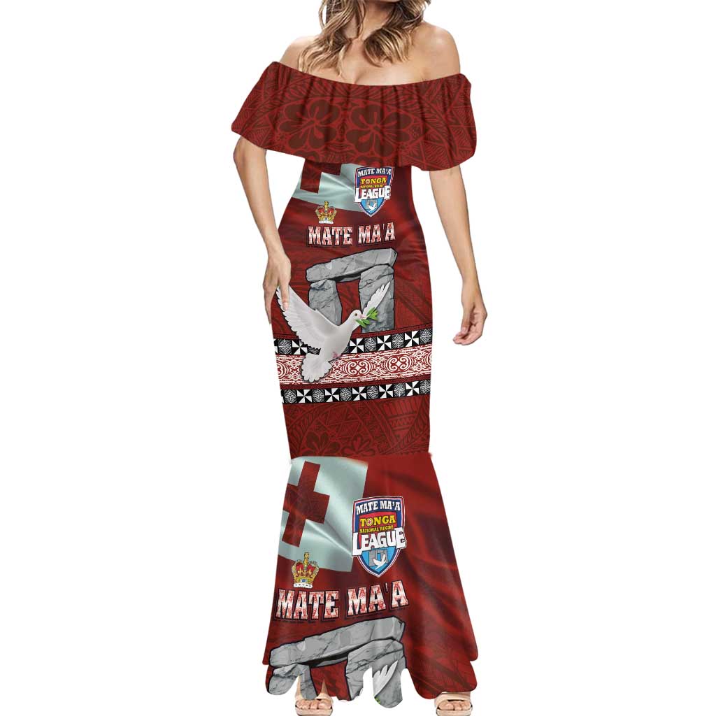 Mate Ma'a Tonga Mermaid Dress Haamonga a Maui and White Dove - Tongan Kupesi Ngatu LT03 - Polynesian Pride