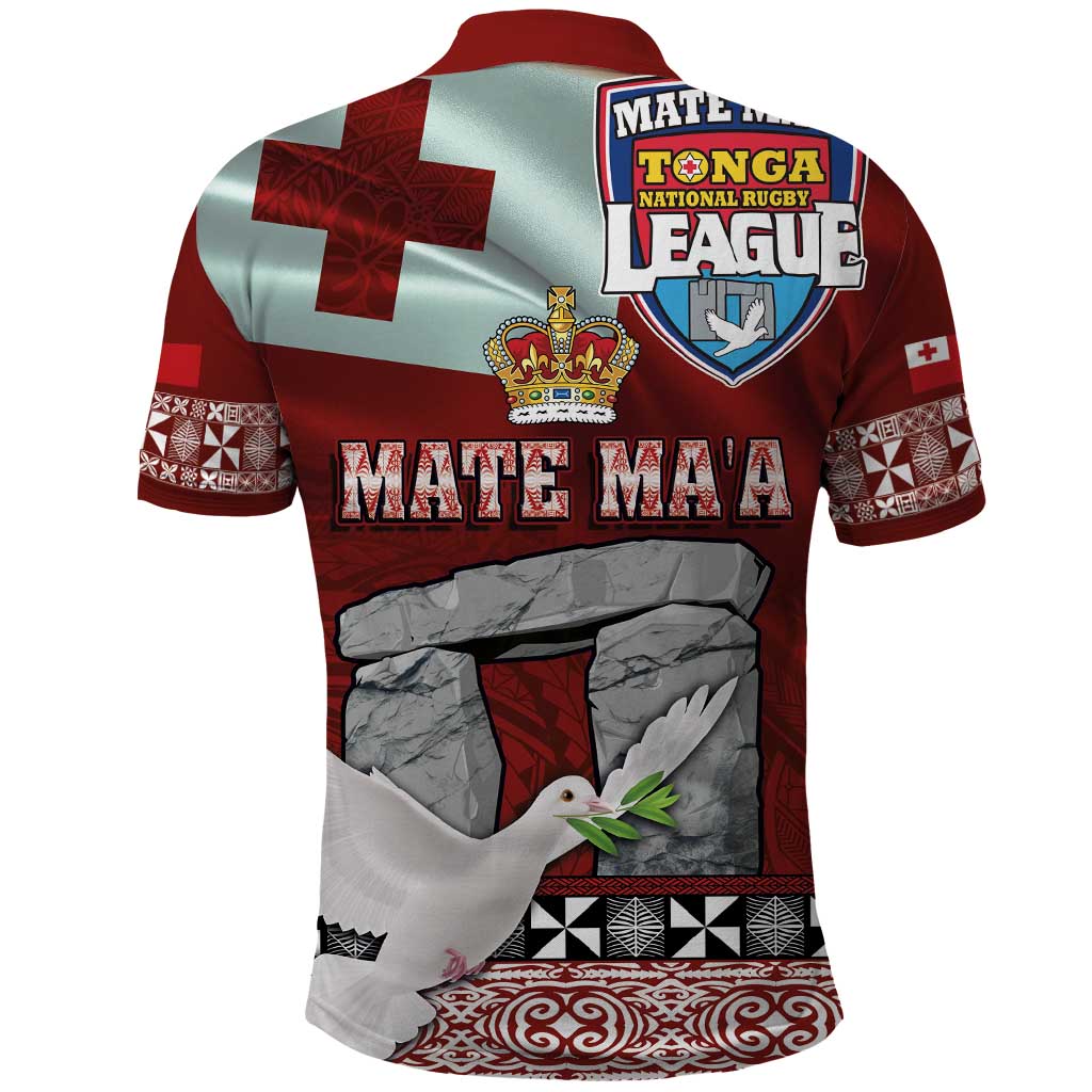 Mate Ma'a Tonga Polo Shirt - Ha'amonga a Maui and White Dove - Tongan Kupesi Ngatu LT03 - Polynesian Pride
