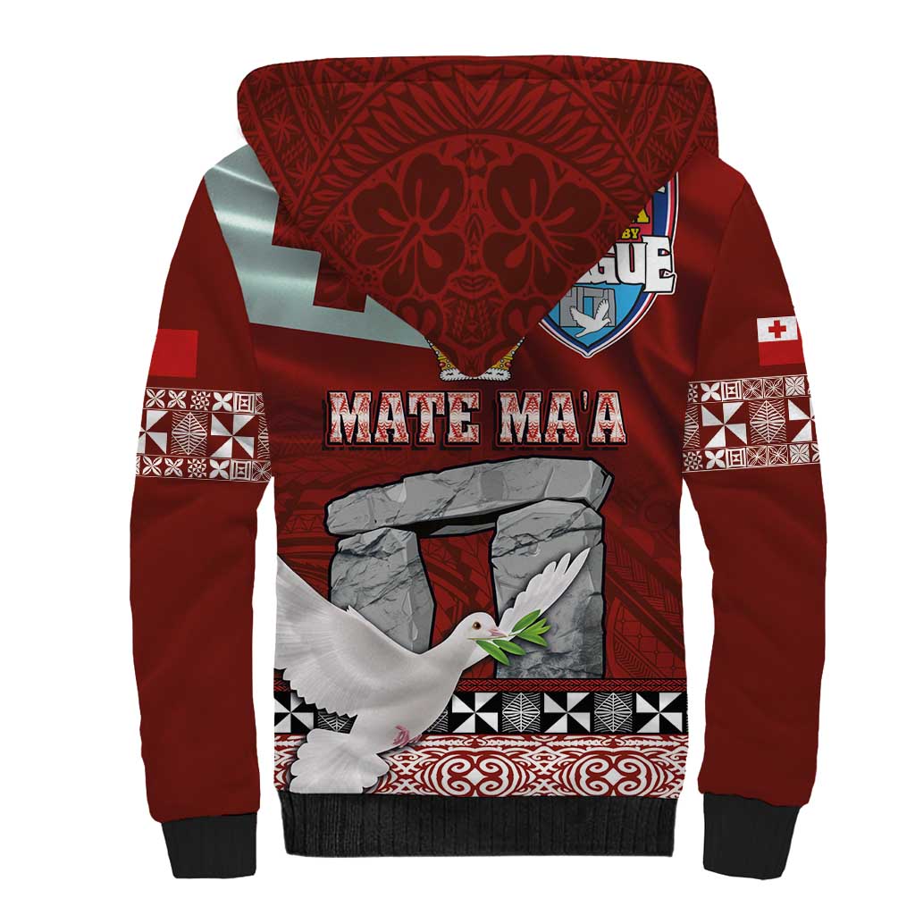 Mate Ma'a Tonga Sherpa Hoodie Haamonga a Maui and White Dove - Tongan Kupesi Ngatu LT03 - Polynesian Pride