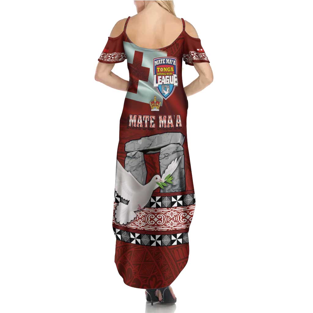 Mate Ma'a Tonga Summer Maxi Dress Haamonga a Maui and White Dove - Tongan Kupesi Ngatu LT03 - Polynesian Pride