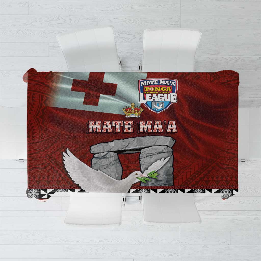 Mate Ma'a Tonga Tablecloth Haamonga a Maui and White Dove - Tongan Kupesi Ngatu LT03 Red - Polynesian Pride