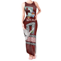 Mate Ma'a Tonga Tank Maxi Dress Haamonga a Maui and White Dove - Tongan Kupesi Ngatu LT03 Women Red - Polynesian Pride