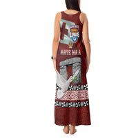 Mate Ma'a Tonga Tank Maxi Dress Haamonga a Maui and White Dove - Tongan Kupesi Ngatu LT03 - Polynesian Pride