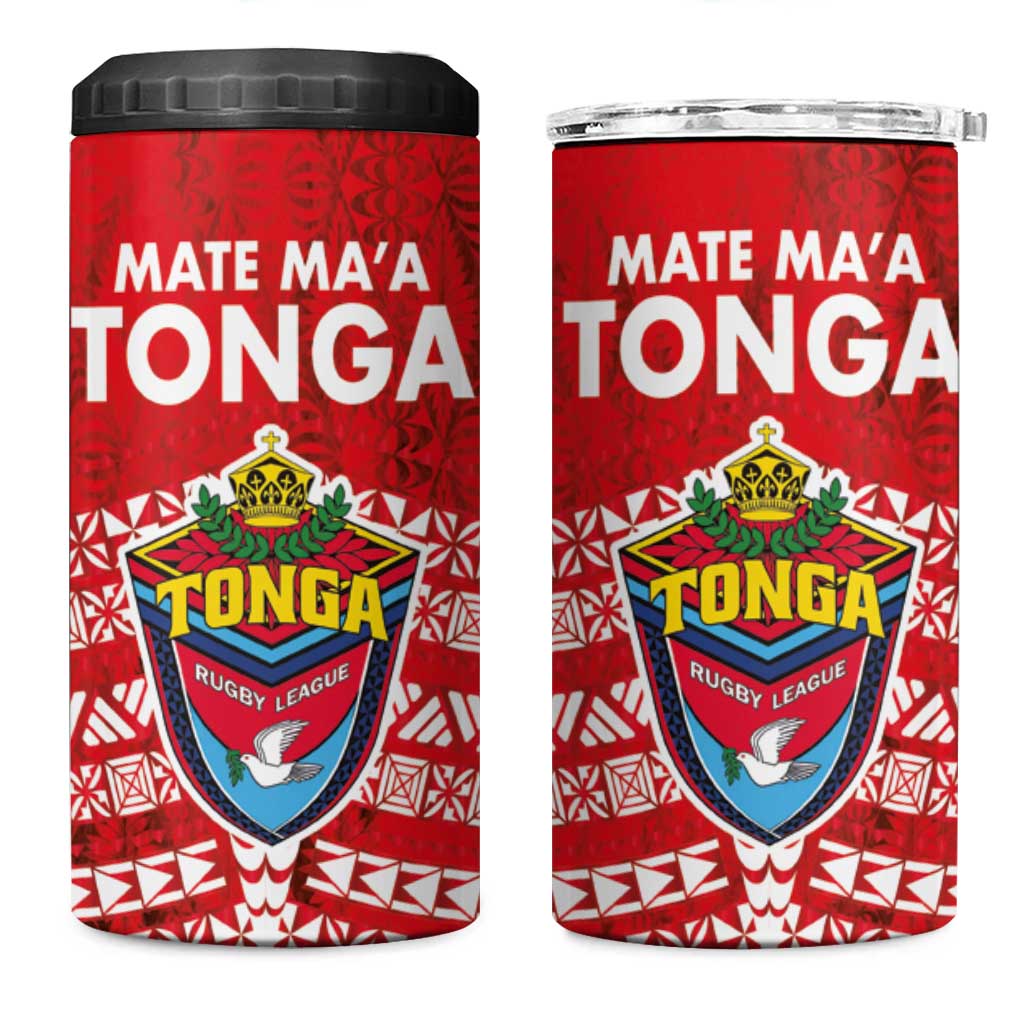 Mate Ma'a Tonga 4 in 1 Can Cooler Tumbler Double White Dove and Kupesi Ngatu Art Tattoo LT03 One Size: 16 oz Red - Polynesian Pride