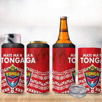 Mate Ma'a Tonga 4 in 1 Can Cooler Tumbler Double White Dove and Kupesi Ngatu Art Tattoo LT03 - Polynesian Pride