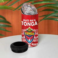 Mate Ma'a Tonga 4 in 1 Can Cooler Tumbler Double White Dove and Kupesi Ngatu Art Tattoo LT03 - Polynesian Pride
