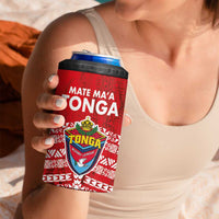 Mate Ma'a Tonga 4 in 1 Can Cooler Tumbler Double White Dove and Kupesi Ngatu Art Tattoo LT03 - Polynesian Pride