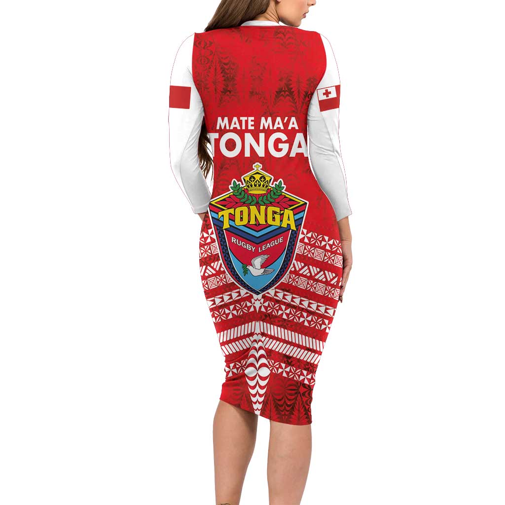 Mate Ma'a Tonga Family Matching Long Sleeve Bodycon Dress and Hawaiian Shirt Double White Dove and Kupesi Ngatu Art Tattoo LT03 - Polynesian Pride