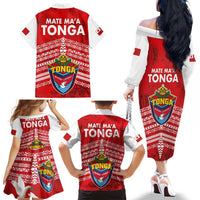 Mate Ma'a Tonga Family Matching Off The Shoulder Long Sleeve Dress and Hawaiian Shirt Double White Dove and Kupesi Ngatu Art Tattoo LT03 - Polynesian Pride