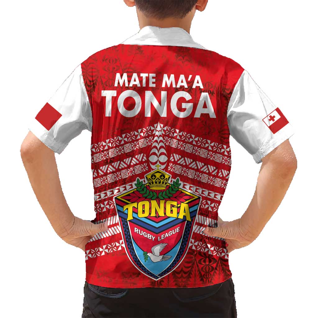 Mate Ma'a Tonga Family Matching Off Shoulder Short Dress and Hawaiian Shirt Double White Dove and Kupesi Ngatu Art Tattoo LT03 - Polynesian Pride