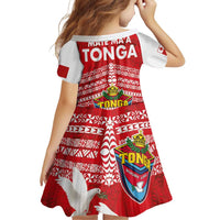 Mate Ma'a Tonga Family Matching Off Shoulder Short Dress and Hawaiian Shirt Double White Dove and Kupesi Ngatu Art Tattoo LT03 - Polynesian Pride