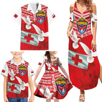 Mate Ma'a Tonga Family Matching Summer Maxi Dress and Hawaiian Shirt Double White Dove and Kupesi Ngatu Art Tattoo LT03 - Polynesian Pride