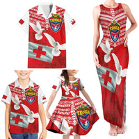 Mate Ma'a Tonga Family Matching Tank Maxi Dress and Hawaiian Shirt Double White Dove and Kupesi Ngatu Art Tattoo LT03 - Polynesian Pride