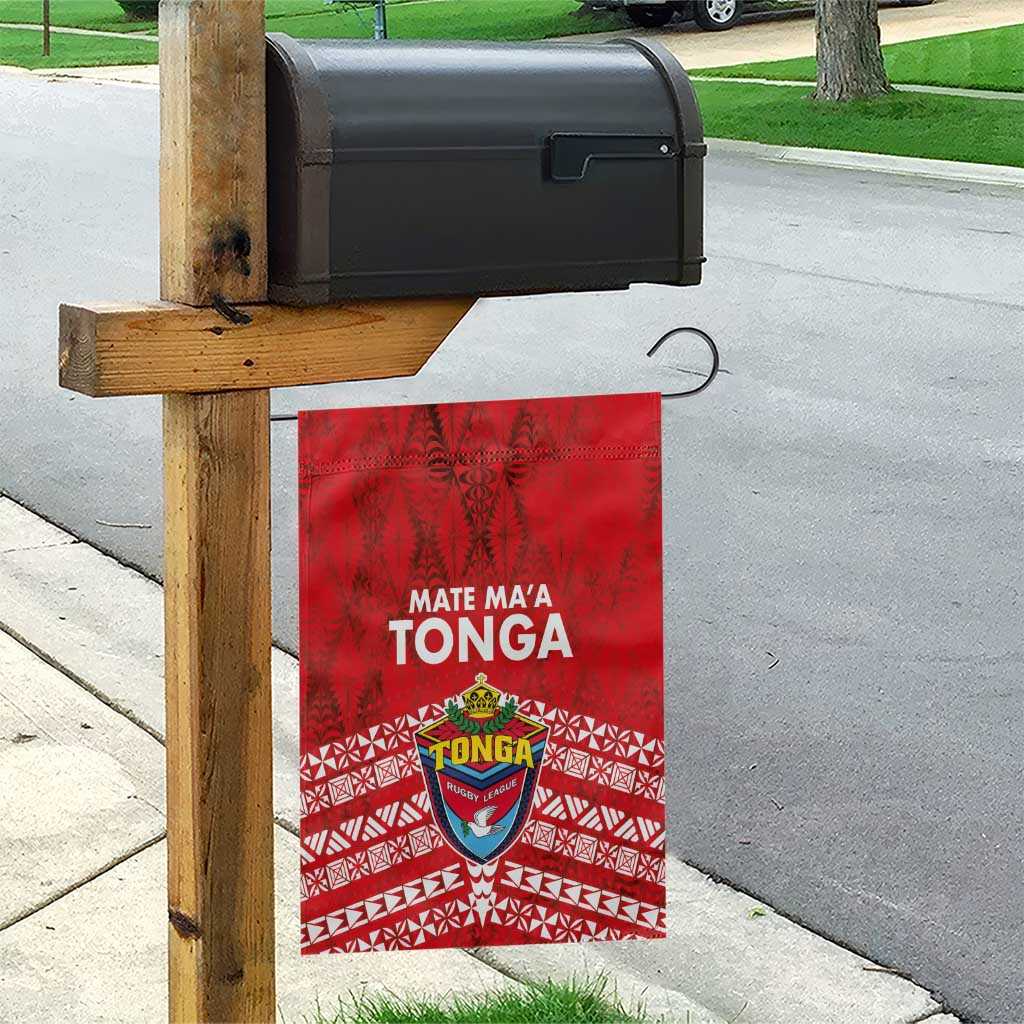 Mate Ma'a Tonga Garden Flag Douple White Dove and Kupesi Ngatu Art Tattoo