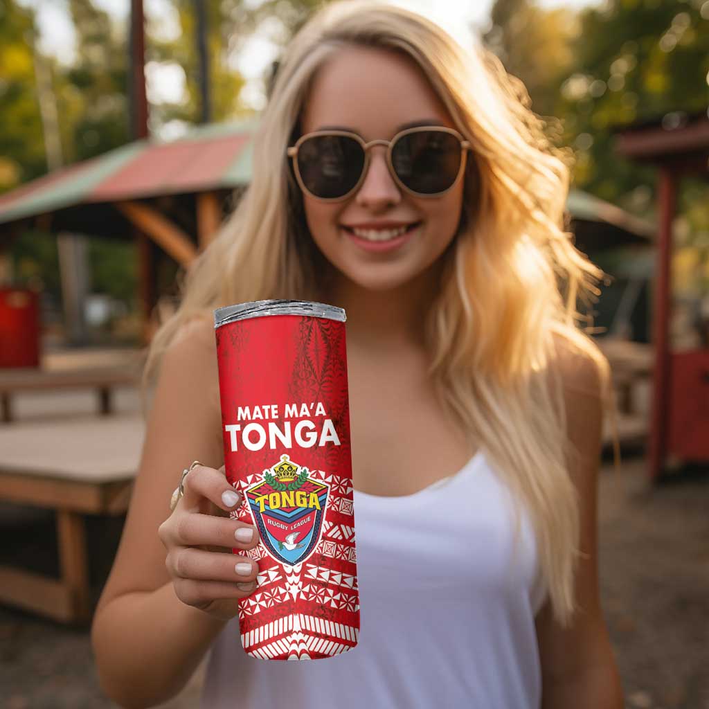 Mate Ma'a Tonga Skinny Tumbler Double White Dove and Kupesi Ngatu Art Tattoo LT03 - Polynesian Pride