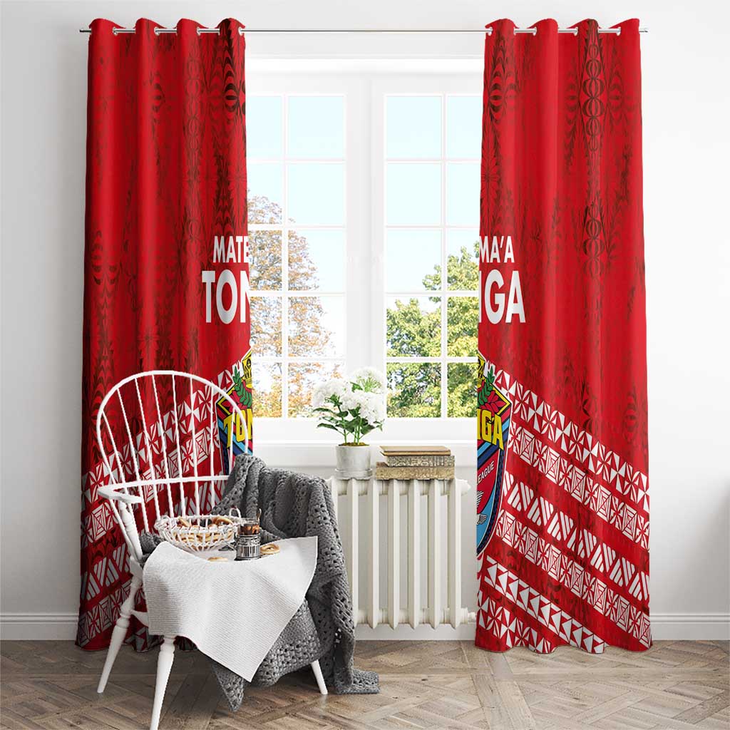 Mate Ma'a Tonga Window Curtain Douple White Dove and Kupesi Ngatu Art Tattoo