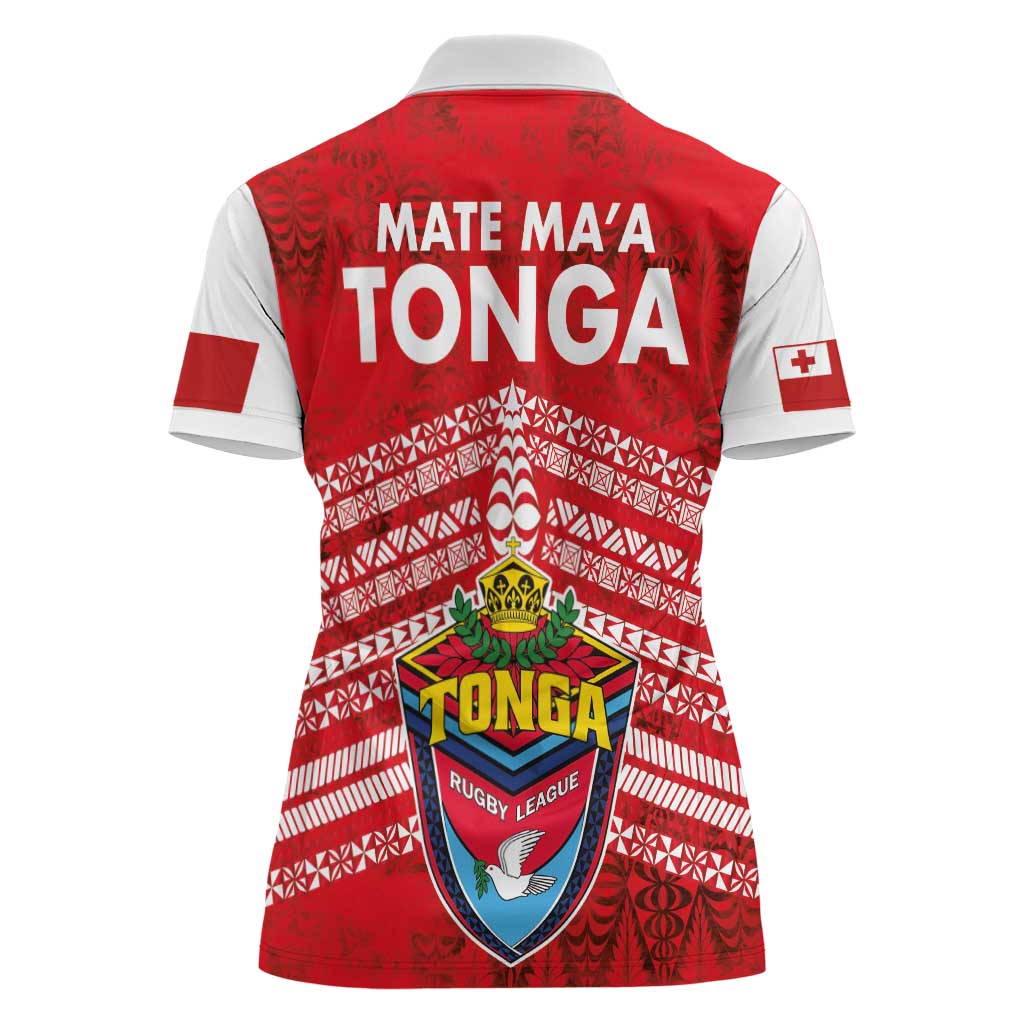 Mate Ma'a Tonga Women Polo Shirt Douple White Dove and Kupesi Ngatu Art Tattoo