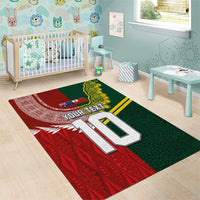 Custom Mate Ma'a Tonga and Australia Kangaroo Area Rug Nation Seal with Mascot Aboriginal and Tongan Kupesi Ngatu Art LT03 - Polynesian Pride