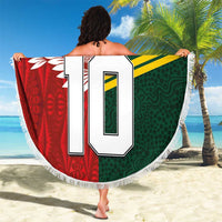 Custom Mate Ma'a Tonga and Australia Kangaroo Beach Blanket Nation Seal with Mascot Aboriginal and Tongan Kupesi Ngatu Art LT03 - Polynesian Pride