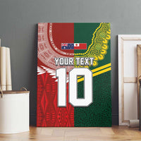 Custom Mate Ma'a Tonga and Australia Kangaroo Canvas Wall Art Nation Seal with Mascot Aboriginal and Tongan Kupesi Ngatu Art LT03 - Polynesian Pride