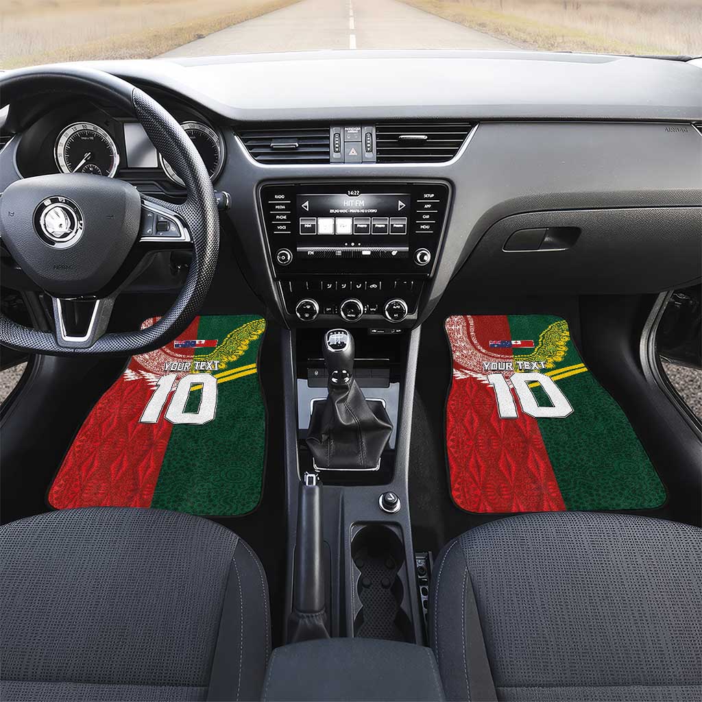 Custom Mate Ma'a Tonga and Australia Kangaroo Car Mats Nation Seal with Mascot Aboriginal and Tongan Kupesi Ngatu Art LT03 Set 2pcs - Front Red - Polynesian Pride