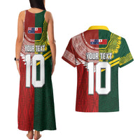 Custom Mate Ma'a Tonga and Australia Kangaroo Couples Matching Tank Maxi Dress and Hawaiian Shirt Nation Seal with Mascot Aboriginal and Tongan Kupesi Ngatu Art LT03 - Polynesian Pride