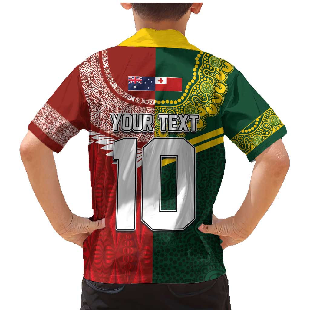 Custom Mate Ma'a Tonga and Australia Kangaroo Family Matching Mermaid Dress and Hawaiian Shirt Nation Seal with Mascot Aboriginal and Tongan Kupesi Ngatu Art LT03 - Polynesian Pride