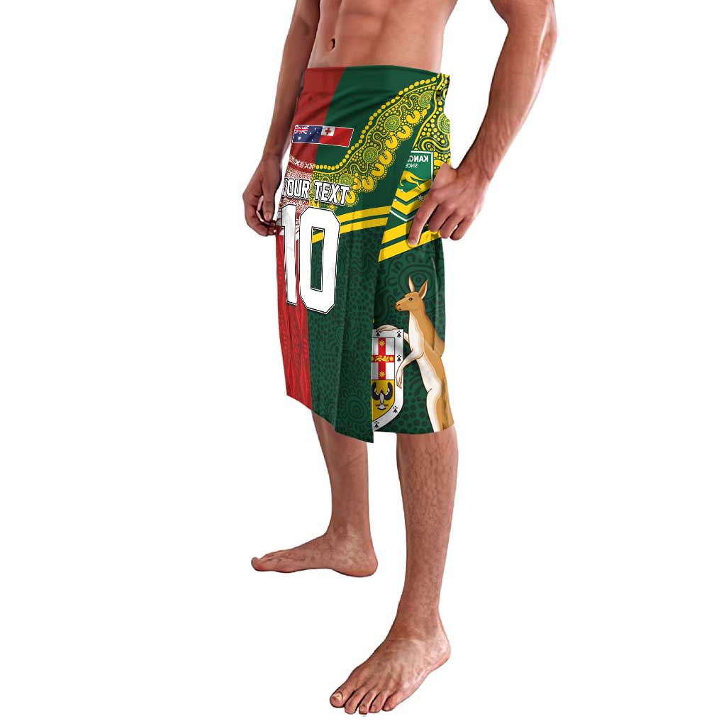 Custom Mate Ma'a Tonga and Australia Kangaroo Lavalava Nation Seal with Mascot Aboriginal and Tongan Kupesi Ngatu Art LT03 - Polynesian Pride