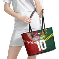 Custom Mate Ma'a Tonga and Australia Kangaroo Leather Tote Bag Nation Seal with Mascot Aboriginal and Tongan Kupesi Ngatu Art LT03 - Polynesian Pride