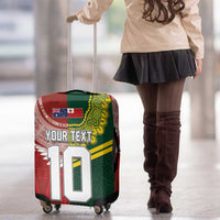 Custom Mate Ma'a Tonga and Australia Kangaroo Luggage Cover Nation Seal with Mascot Aboriginal and Tongan Kupesi Ngatu Art LT03 - Polynesian Pride