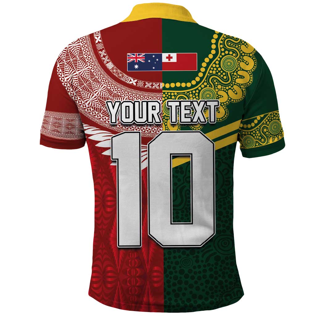 Mate Ma'a Tonga and Australia Kangaroo Polo Shirt - Nation Seal Kupesi Ngatu Aboriginal Art LT03 - Polynesian Pride