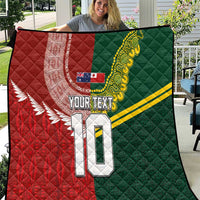 Custom Mate Ma'a Tonga and Australia Kangaroo Quilt Nation Seal with Mascot Aboriginal and Tongan Kupesi Ngatu Art LT03 Red - Polynesian Pride