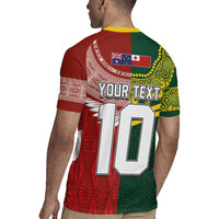 Custom Mate Ma'a Tonga and Australia Kangaroo Rugby Jersey Nation Seal with Mascot Aboriginal and Tongan Kupesi Ngatu Art LT03 - Polynesian Pride