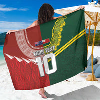 Custom Mate Ma'a Tonga and Australia Kangaroo Sarong Nation Seal with Mascot Aboriginal and Tongan Kupesi Ngatu Art LT03 One Size 44 x 66 inches Red - Polynesian Pride
