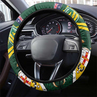 Mate Ma'a Tonga and Australia Kangaroo Steering Wheel Cover Nation Seal with Mascot Aboriginal and Tongan Kupesi Ngatu Art LT03 - Polynesian Pride