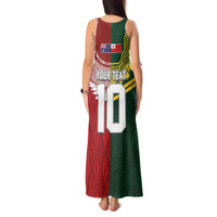 Custom Mate Ma'a Tonga and Australia Kangaroo Tank Maxi Dress Nation Seal with Mascot Aboriginal and Tongan Kupesi Ngatu Art LT03 - Polynesian Pride