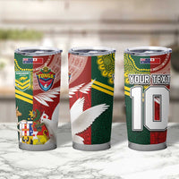 Custom Mate Ma'a Tonga and Australia Kangaroo Tumbler Cup Nation Seal with Mascot Aboriginal and Tongan Kupesi Ngatu Art LT03 - Polynesian Pride
