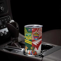 Custom Mate Ma'a Tonga and Australia Kangaroo Tumbler Cup Nation Seal with Mascot Aboriginal and Tongan Kupesi Ngatu Art LT03 - Polynesian Pride