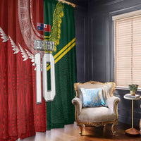 Custom Mate Ma'a Tonga and Australia Kangaroo Window Curtain Nation Seal with Mascot Aboriginal and Tongan Kupesi Ngatu Art LT03 - Polynesian Pride