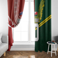 Custom Mate Ma'a Tonga and Australia Kangaroo Window Curtain Nation Seal with Mascot Aboriginal and Tongan Kupesi Ngatu Art LT03 - Polynesian Pride