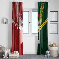 Custom Mate Ma'a Tonga and Australia Kangaroo Window Curtain Nation Seal with Mascot Aboriginal and Tongan Kupesi Ngatu Art LT03 - Polynesian Pride